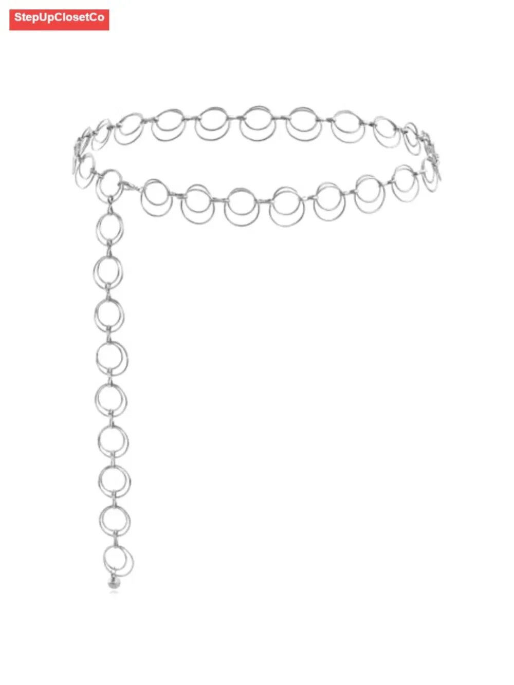 Waist Chain Belt Women Metal O-Ring Adjustable Fashion Body Link Belt for Jeans